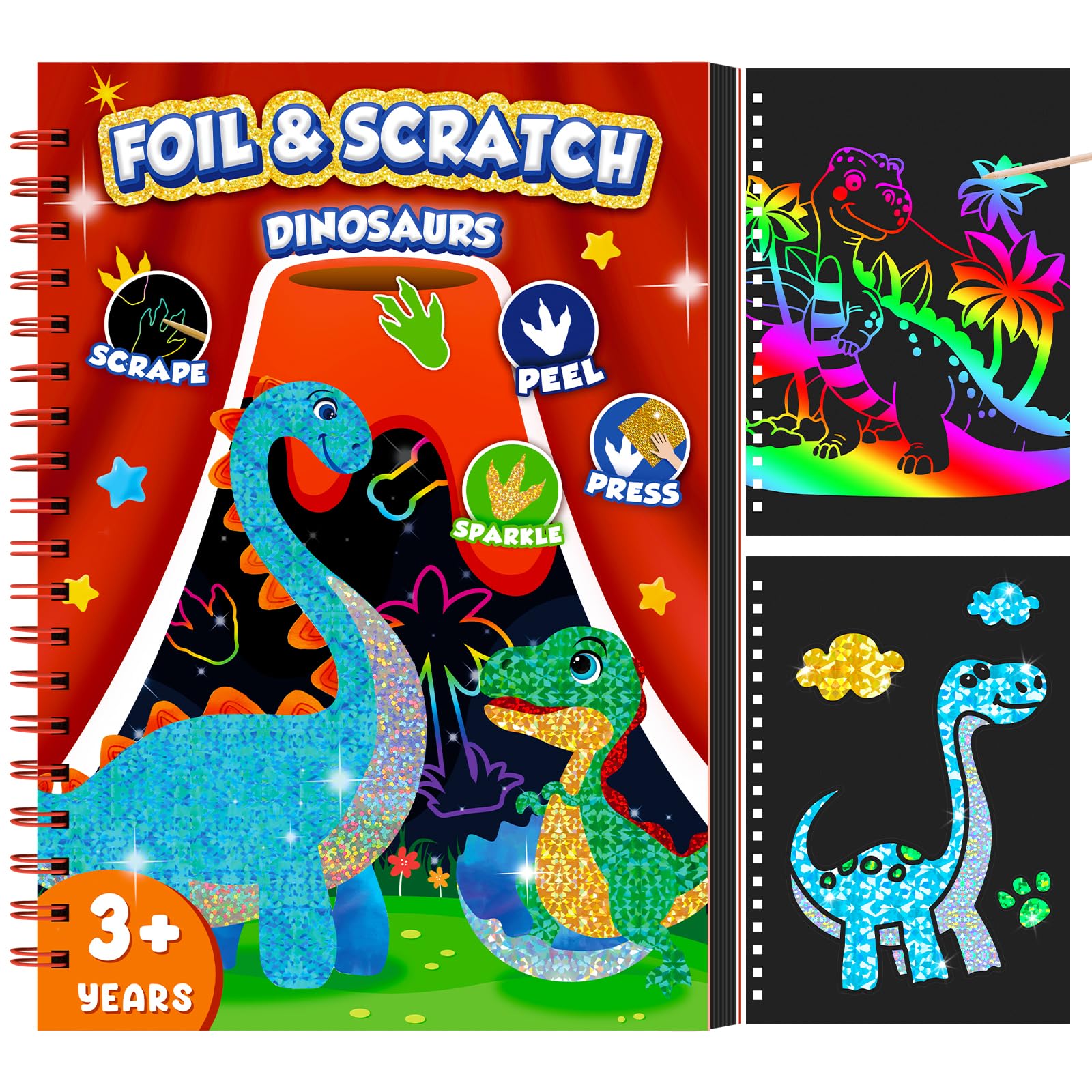 Art Craft Dinosaur - Libro da grattare con dinosauro per