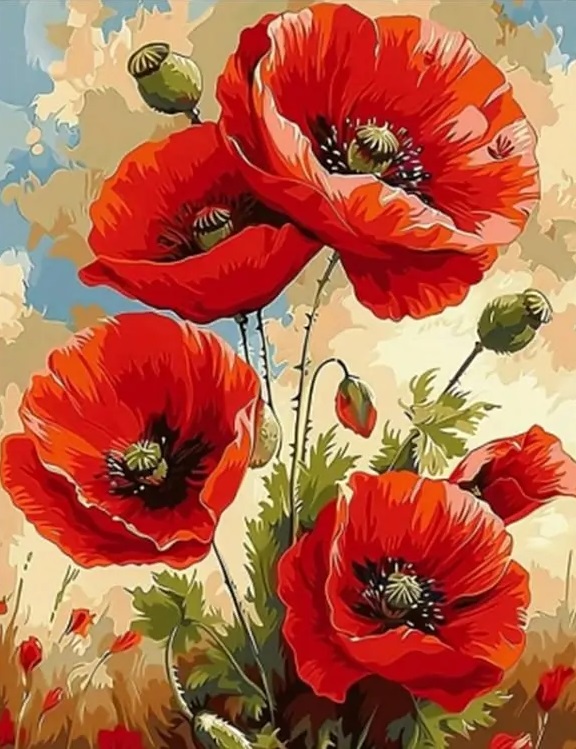 Unique Art Craft - Diamond Painting Nuovo Fiore di Papavero