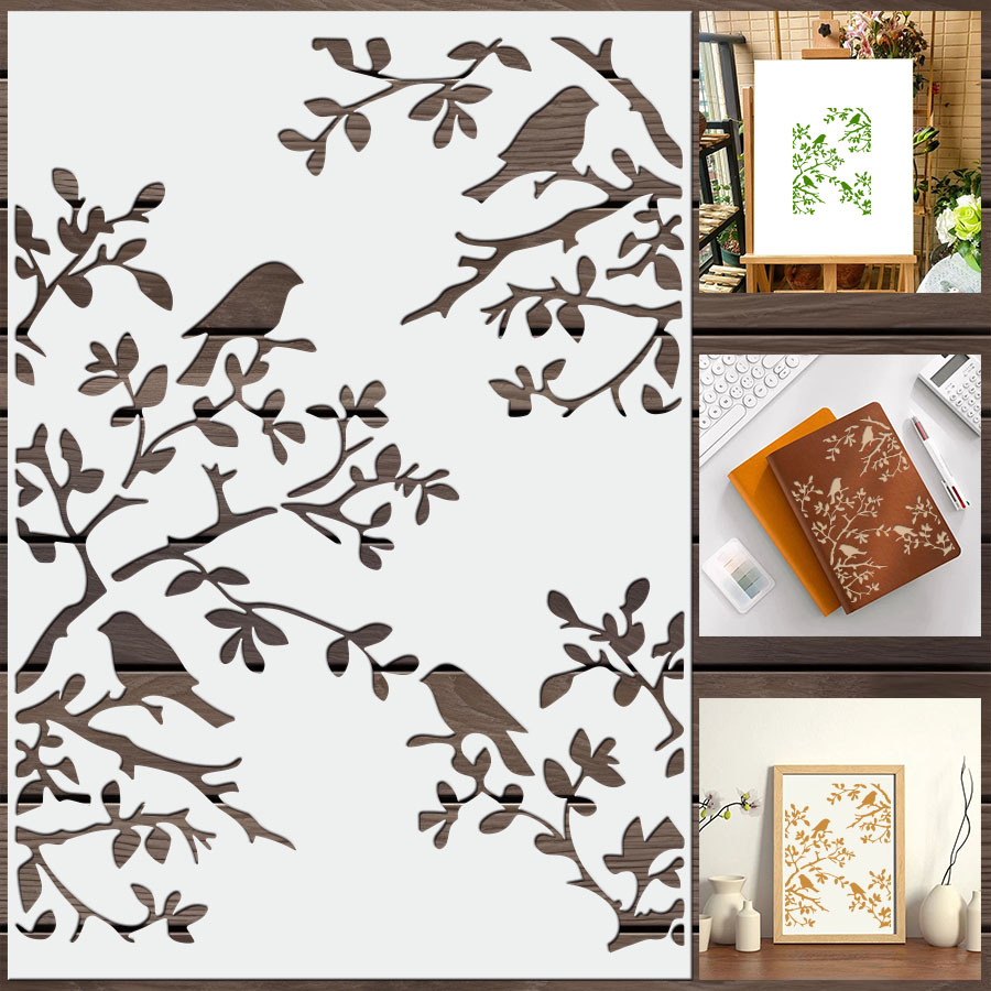 1 stencil per rami di uccelli  - Art Craft Journal recensione e prezzo